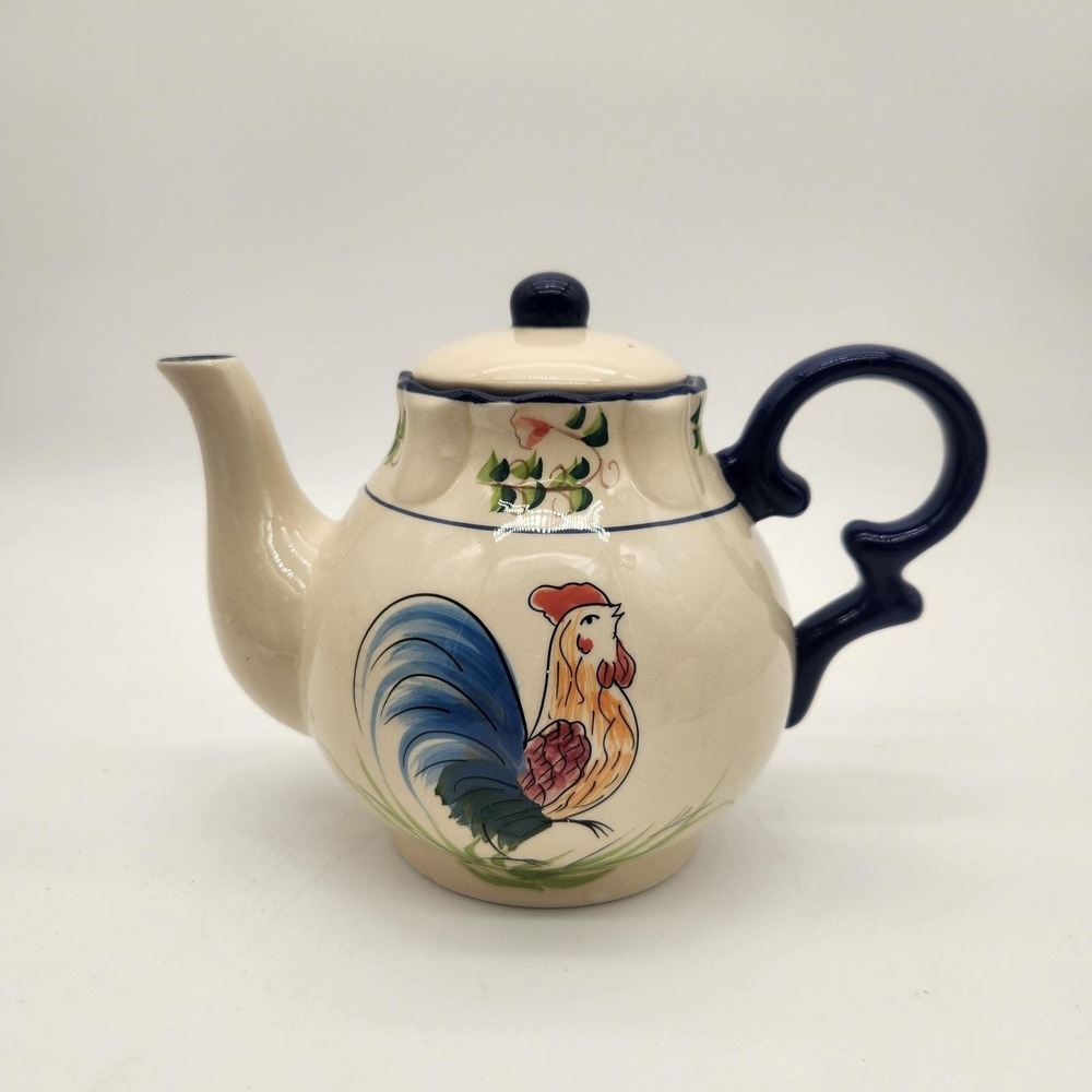 Vintage Cracker‎ Barrel Porcelain Rooster Teapot Farmhouse Kitchen Cottagecore